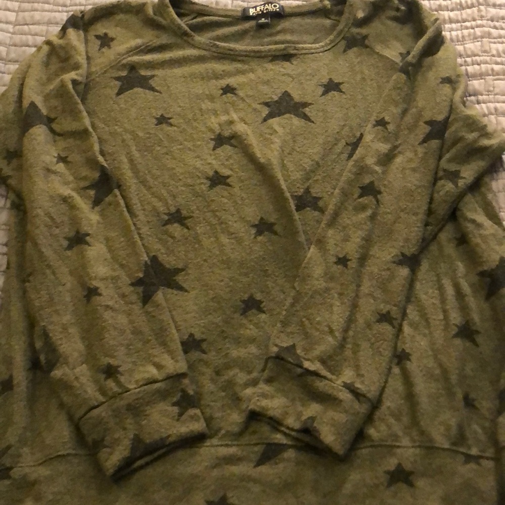 Buffalo Olive Star Olive green Print super soft Sweater